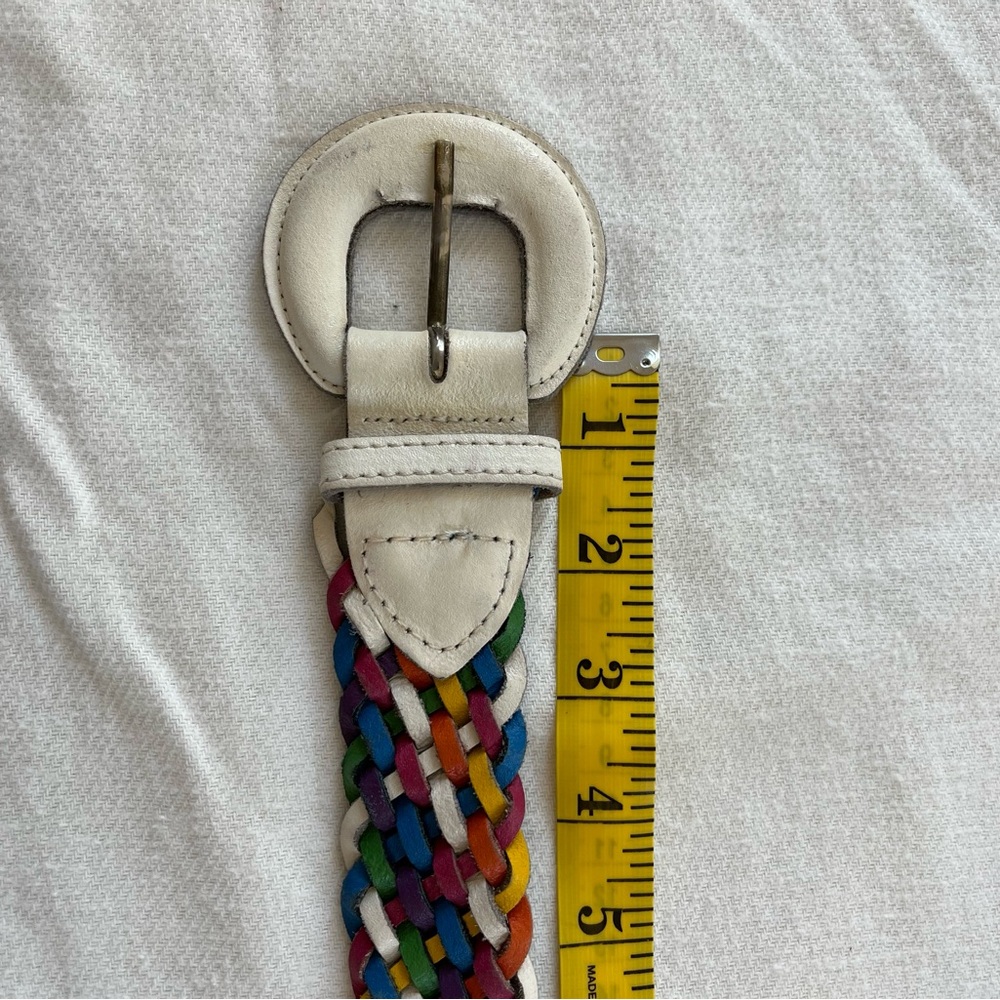 Vintage Capezio 80s 90s rainbow leather woven belt size Medium - Picture 8 of 9